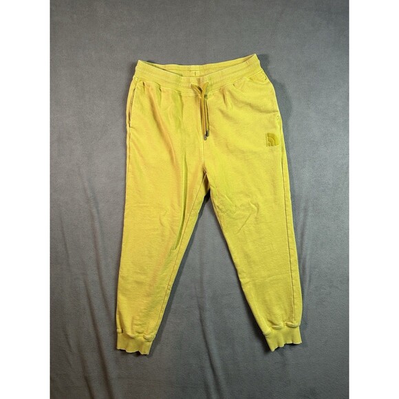 The North Face Fleece Joggers Men’s Medium Yellow Pockets Sweatpants Athleisure - Picture 1 of 10